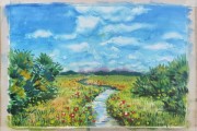草原水彩画图片大全_怎么画草原水彩画