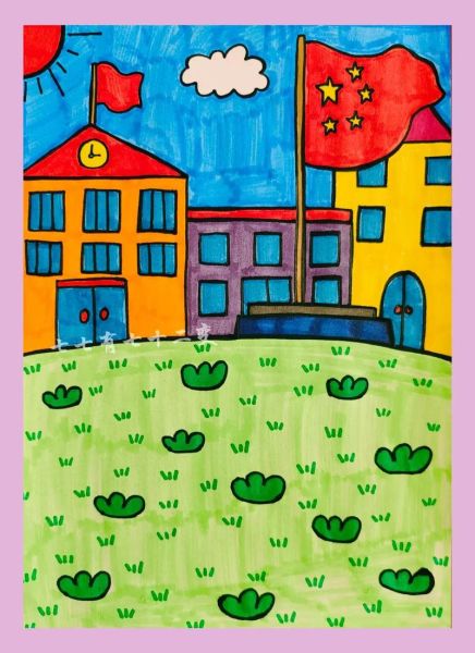 校园画图片大全_怎么画简单又好看