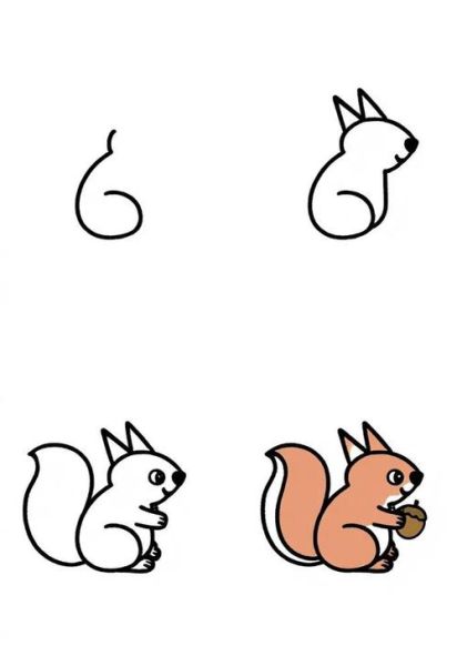 松鼠画画图片大全_松鼠简笔画怎么画
