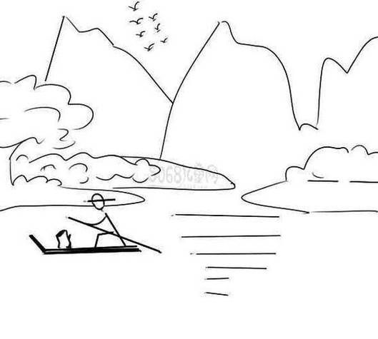 山水画简笔画怎么画_山水画图片大全简笔画