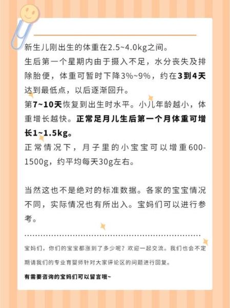宝宝满月长几斤正常_新生儿体重增长标准