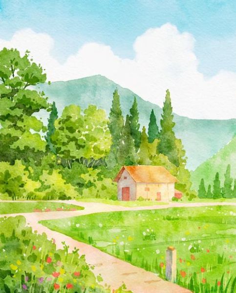 水彩风景画图片大全_如何临摹