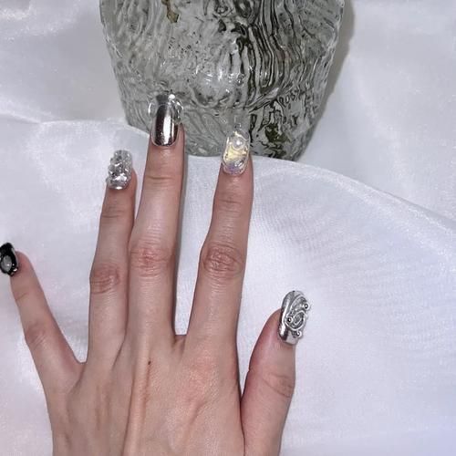银色美甲图片大全_银色美甲怎么做